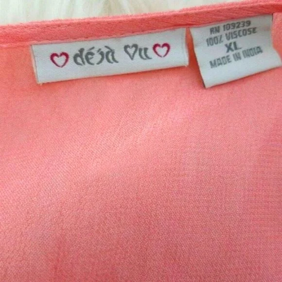 Y2K Desa Love Womans Fairy   Sheer‎ Mesh  Blouse Flutter Sleeve XL Junior - Picture 3 of 6